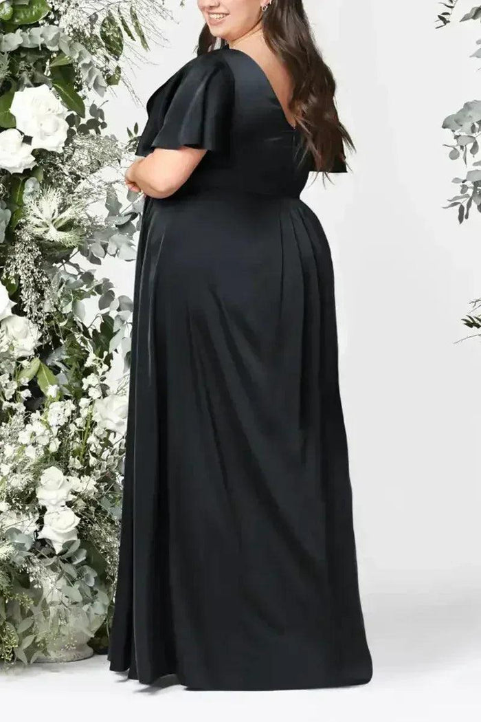 A-Line Maxi Luxe Satin Dress CB0846CS - COCOMELODY