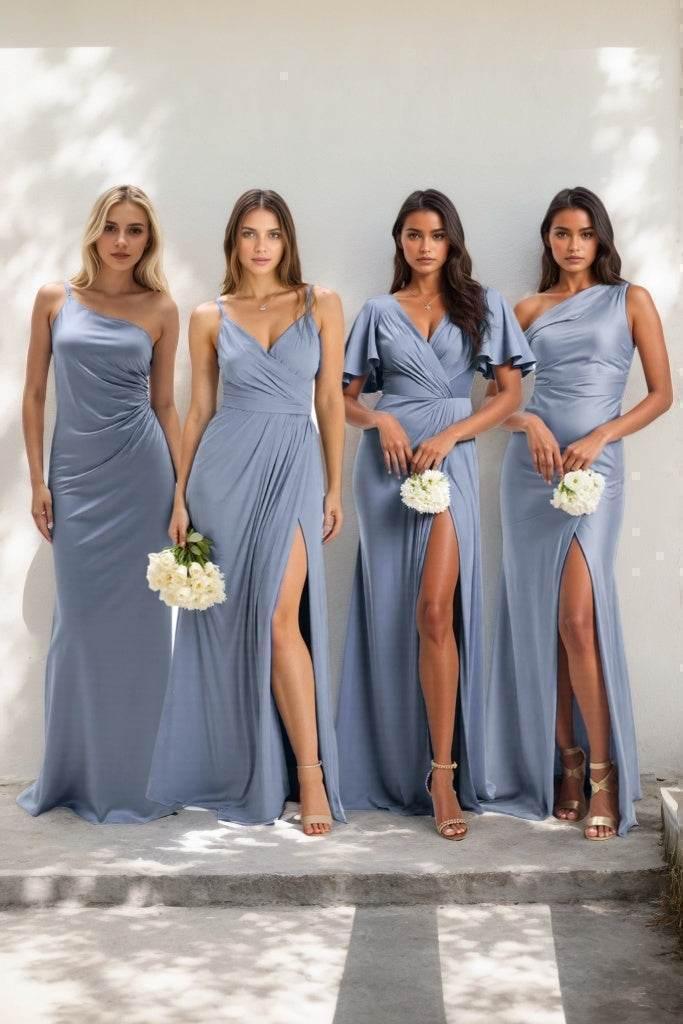 Sheath-Column Maxi Luxe Satin Dress CB0843CS - COCOMELODY