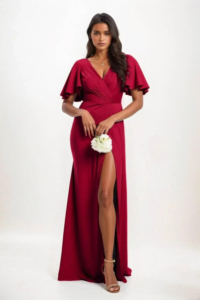 A-Line Maxi Luxe Satin Dress CB0846CS - COCOMELODY