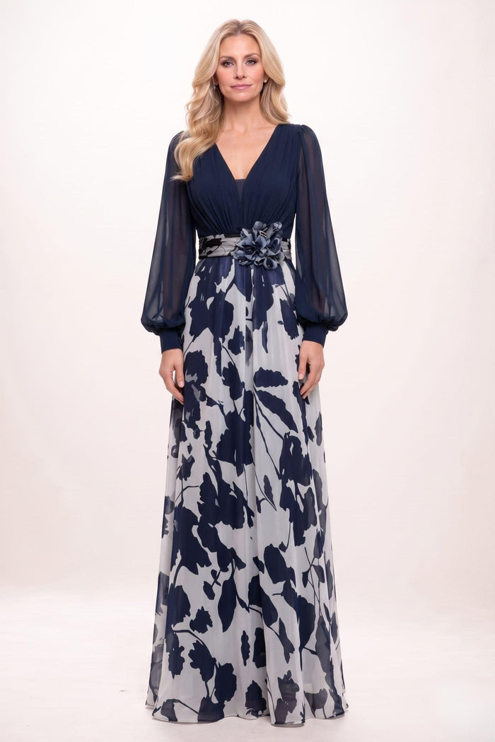 A-Line Maxi Printed Chiffon Mother of the Bride Dress CM0447