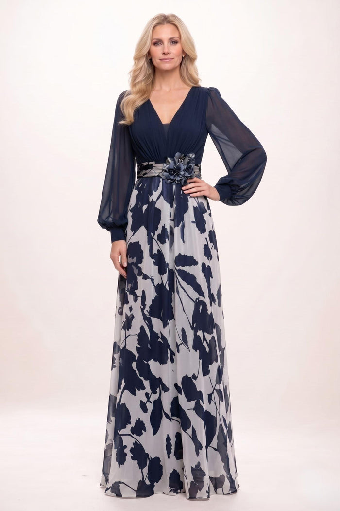 A-Line Maxi Printed Chiffon Mother of the Bride Dress CM0447