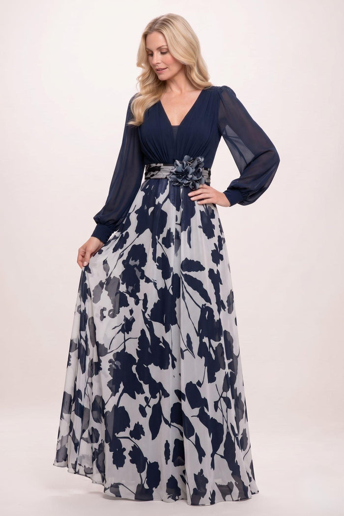 A-Line Maxi Printed Chiffon Mother of the Bride Dress CM0447