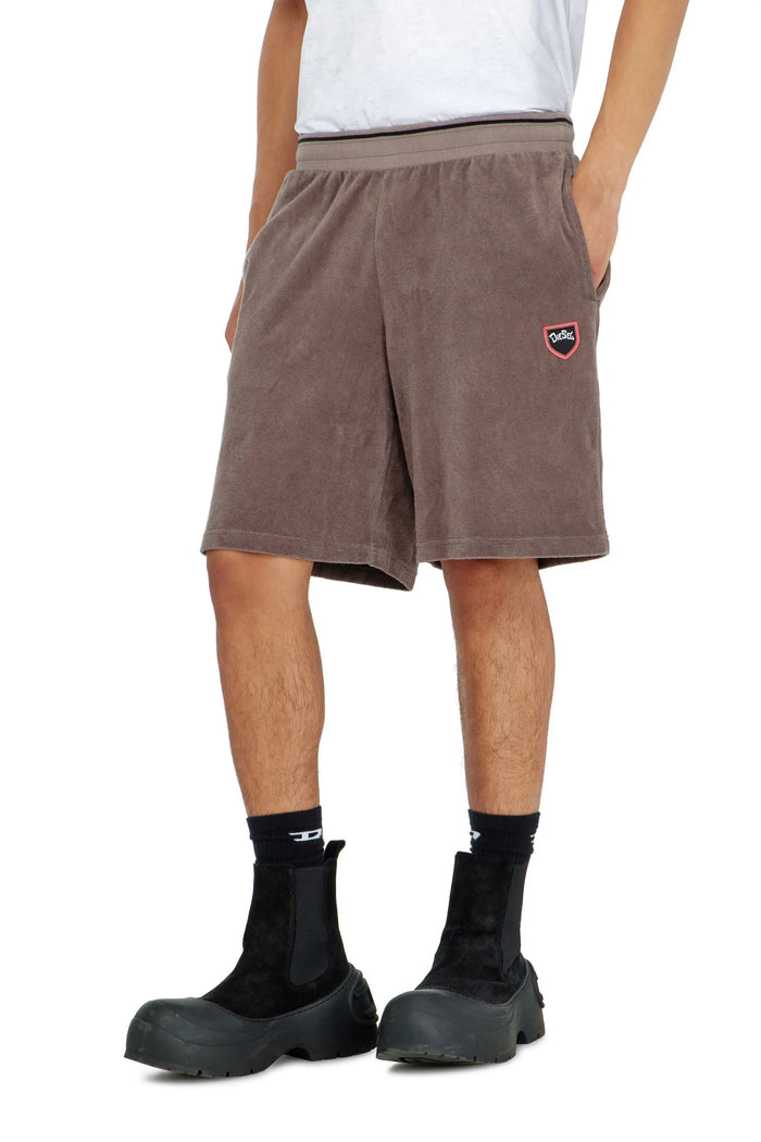 Acid-wash chenille sweat shorts