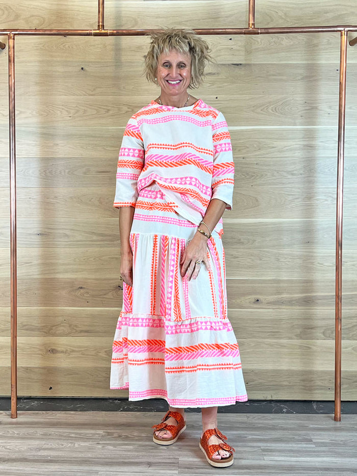 ACL Aztec Print Blouse Pink & Orange