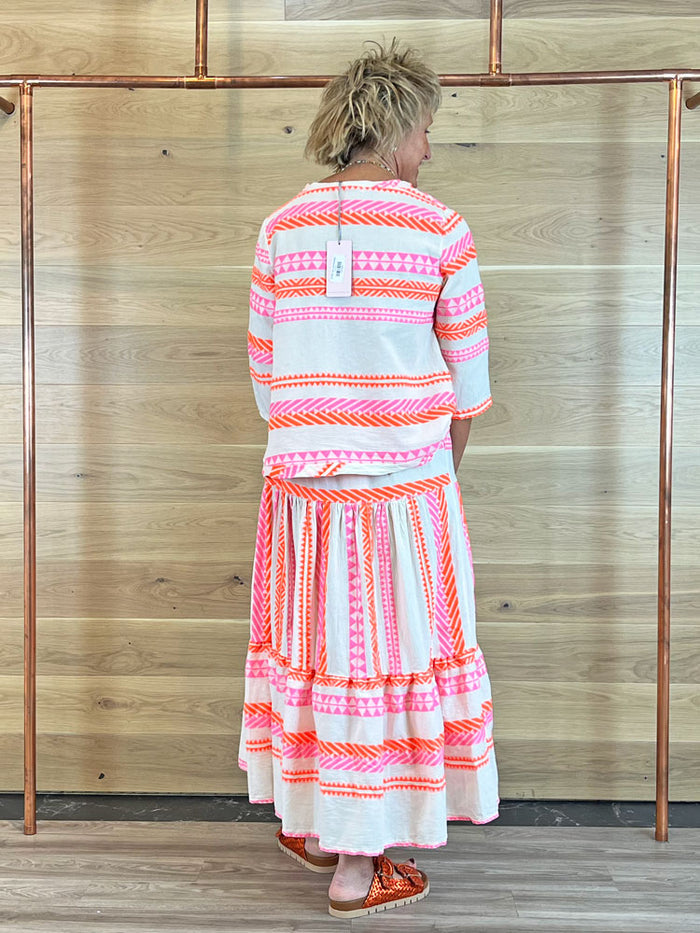 ACL Aztec Print Blouse Pink & Orange