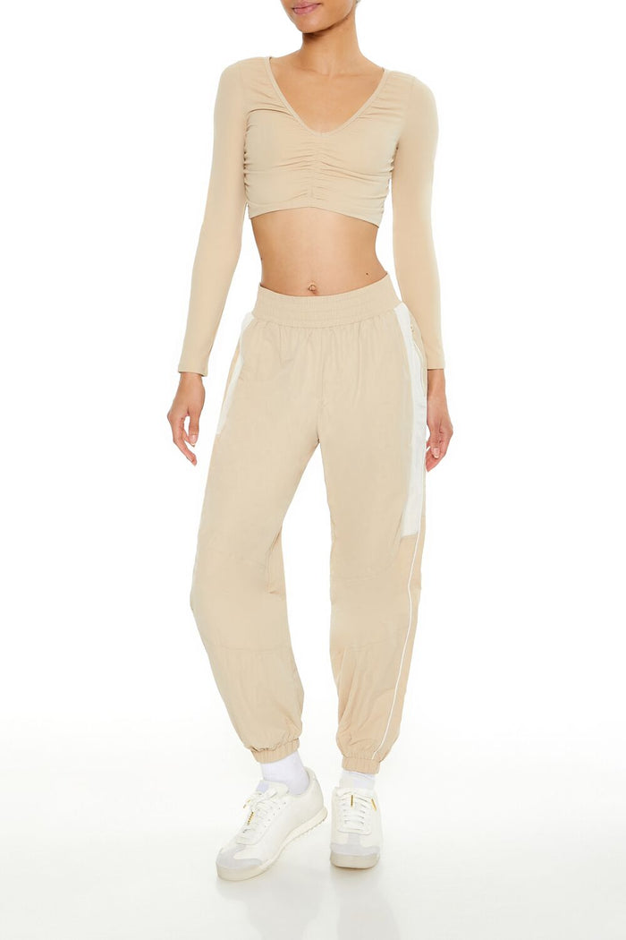 Active Ruched V-Neck Crop Top