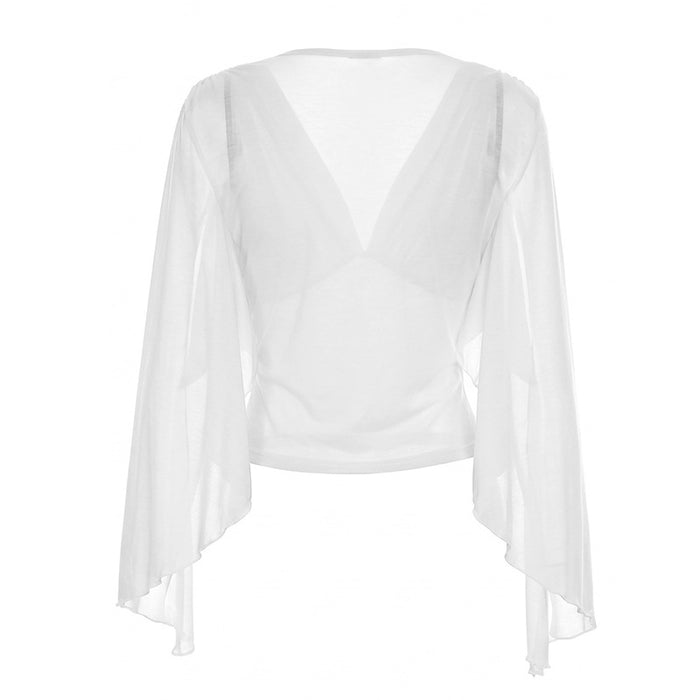 Adams V Neck Mesh Top - White