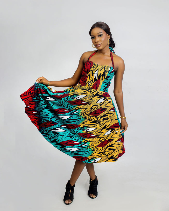 Adanna Women’s Ankara Halter Midi Dress
