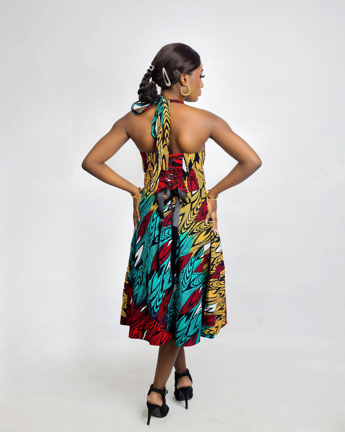 Adanna Women’s Ankara Halter Midi Dress