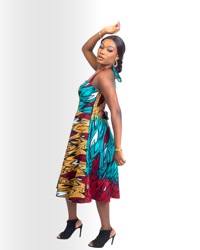 Adanna Women’s Ankara Halter Midi Dress
