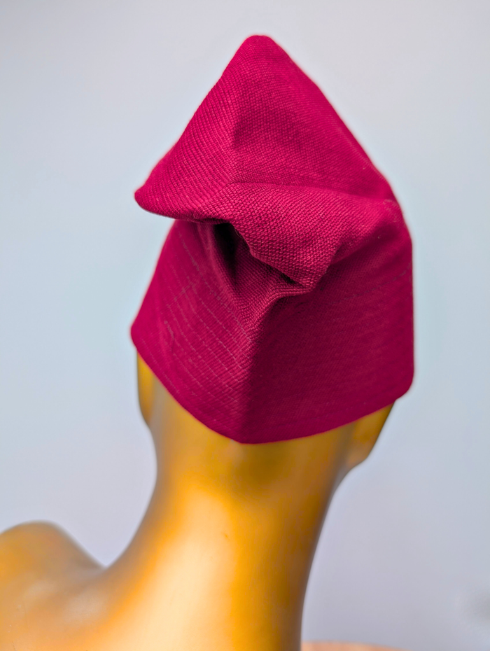 Adeyemi Aso Oke African Cap – Wine (Fila Hat)