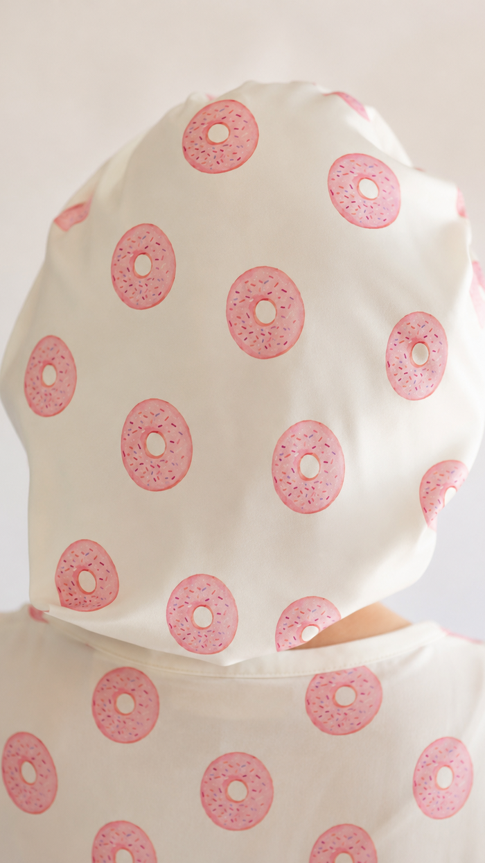 Adult Satin Bonnet in Pink Donuts