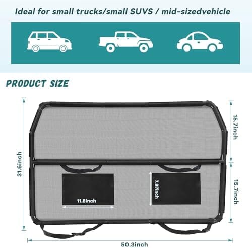 Adventure Car Front Seat Barrier, Adjustable Seat Divider for Dogs, 17" x 18" Travel Pet Clever