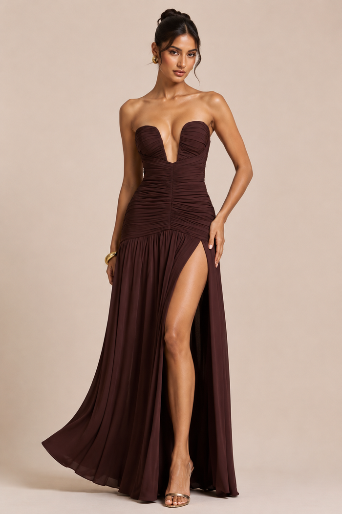 Aelix Maxi Dress - Brown