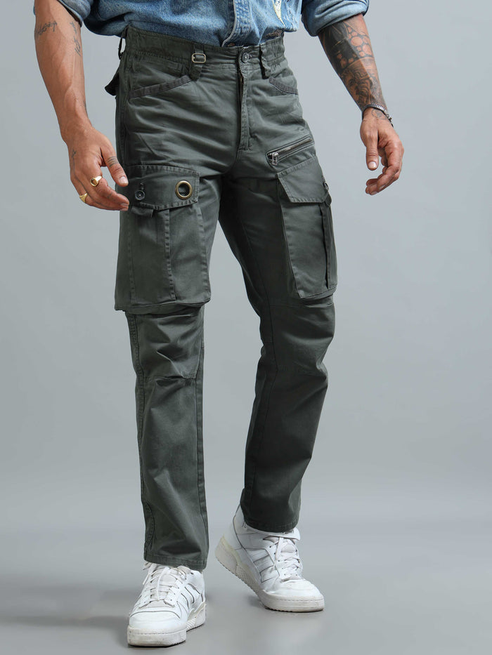 Sage Green Cargo Pants for Men detail view - Aero Nord Cargo Pant by Italian Colony
