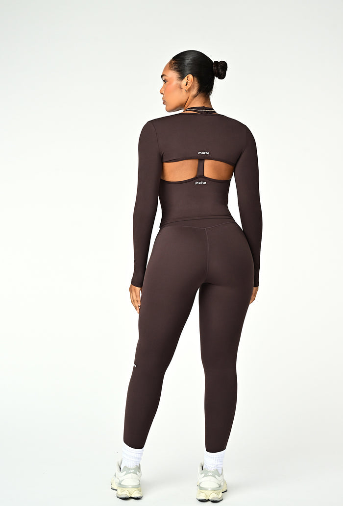 Align Long Sleeve Crop Top - Espresso