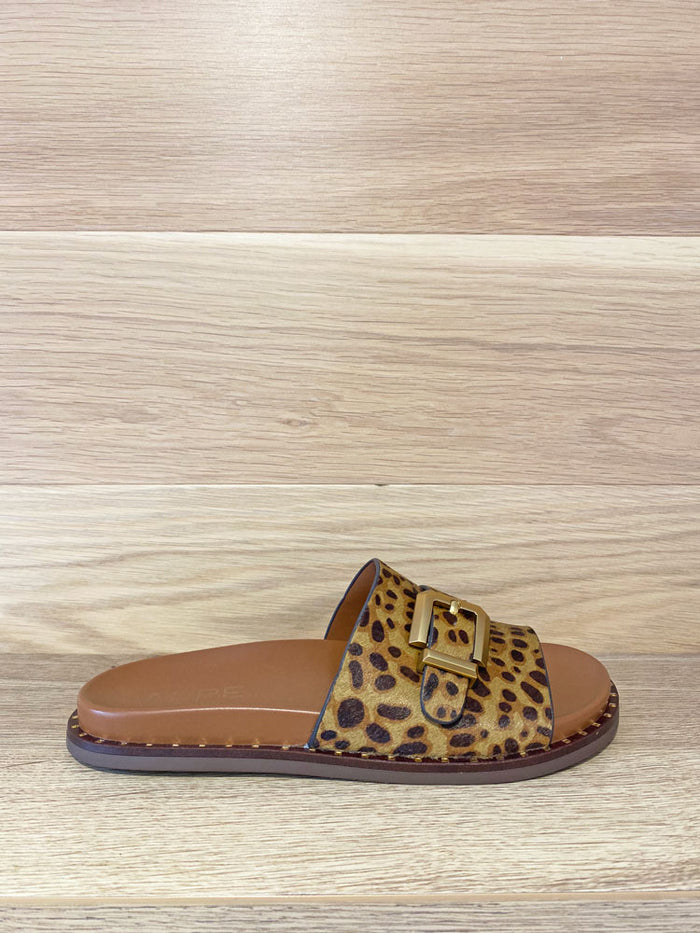 Alpe Leopard Leather Open Toe Slider