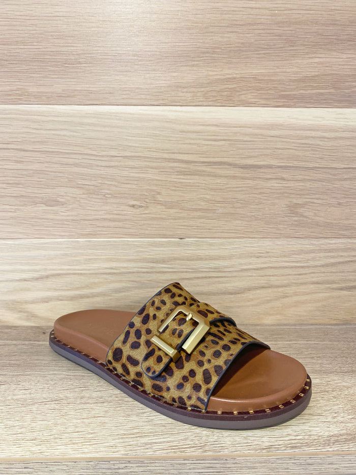 Alpe Leopard Leather Open Toe Slider