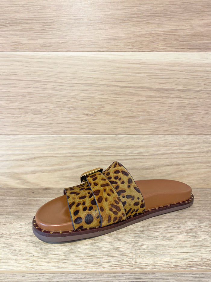 Alpe Leopard Leather Open Toe Slider
