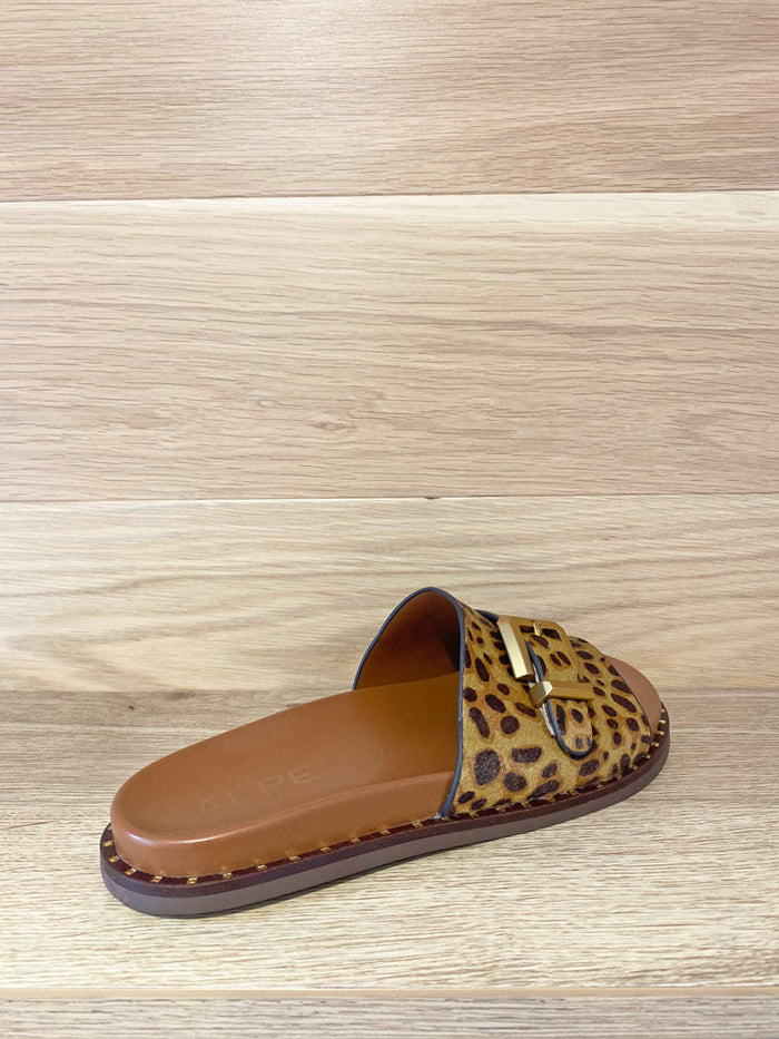 Alpe Leopard Leather Open Toe Slider