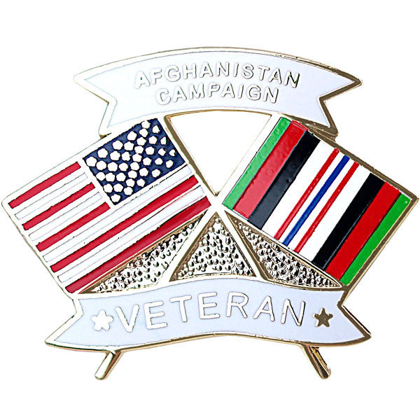 American and Afghanistan Campaign Veteran Crossed Flags 1 1/8" Lapel Pin Pins