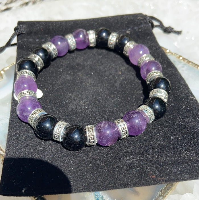 amethyst & onyx bracelet L
