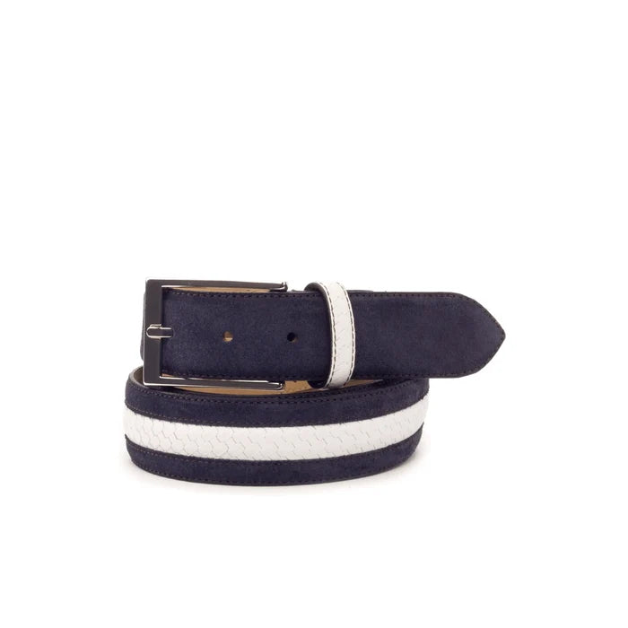 Anza Venice belt in navy and white striped leather