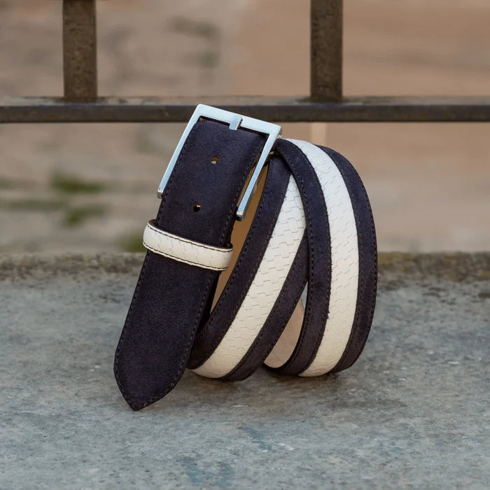 Anza Venice Belt stylish black and white leather trainer sneakers