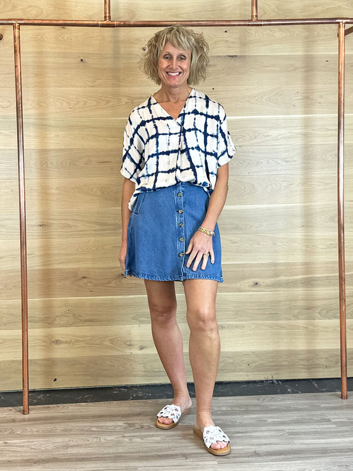 Atelier Rêve Irrisle Short Skirt Blue