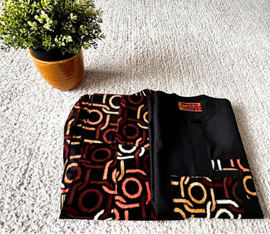 Atta Boys African Co-Ord Set in Geometric Patterned Print