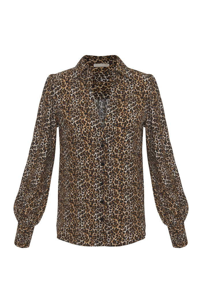 Ava Leopard Glam Shirt Fall Camel*