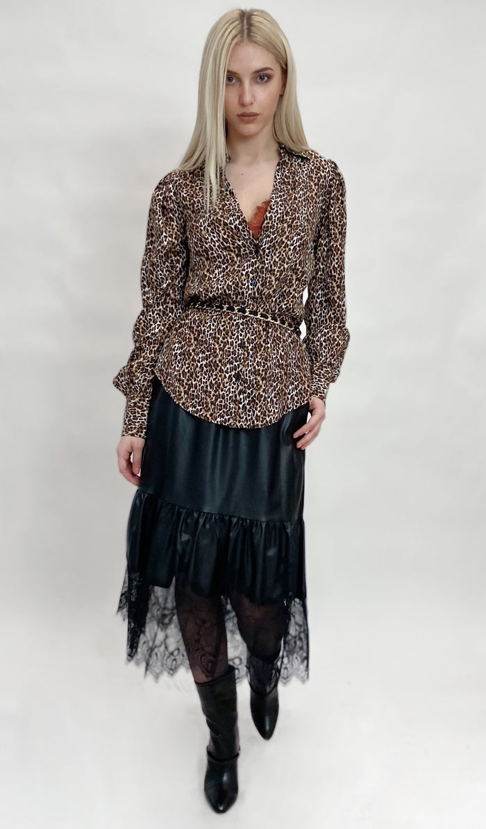 Ava Leopard Glam Shirt Fall Camel*