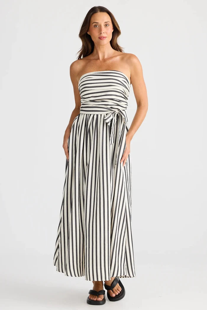 Brave & True Avalon Dress Black Stripe