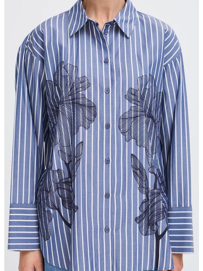 B Young ByFiras Flower Shirt Blue