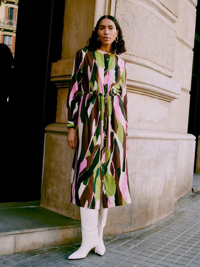 B Young ByHisha Long Dress Guacamole Mix