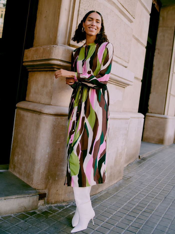 B Young ByHisha Long Dress Guacamole Mix