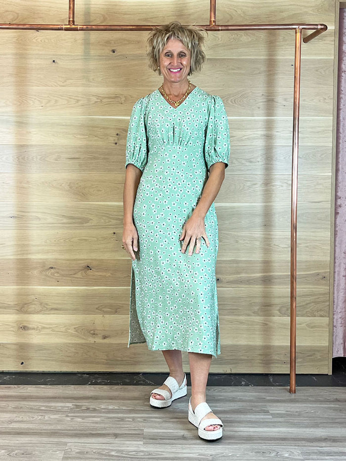 B Young ByIbano Long Dress Fair Green Flower