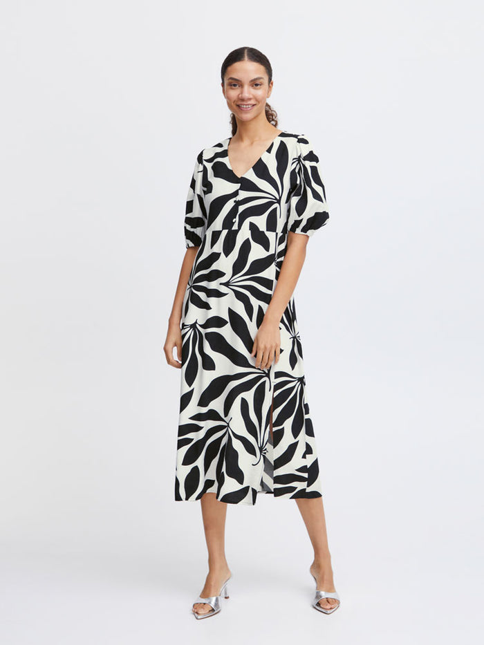 B Young ByJanina Dress Black Palms Mix