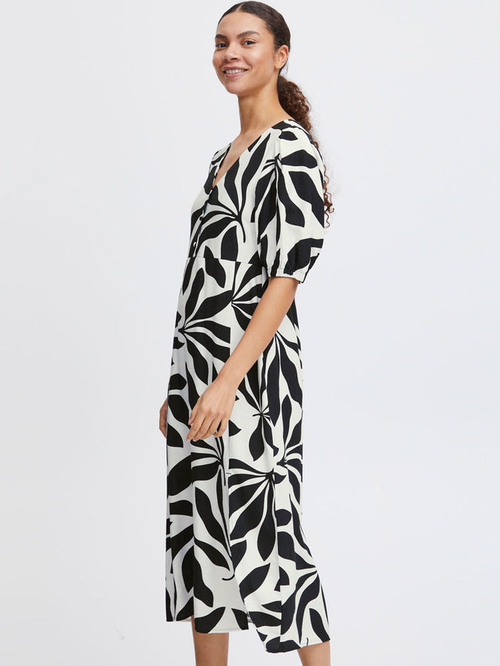 B Young ByJanina Dress Black Palms Mix