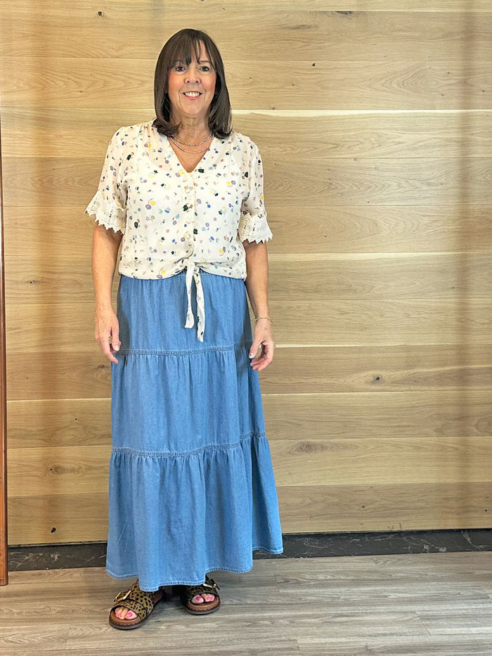 B Young ByKashe Skirt Light Blue Denim