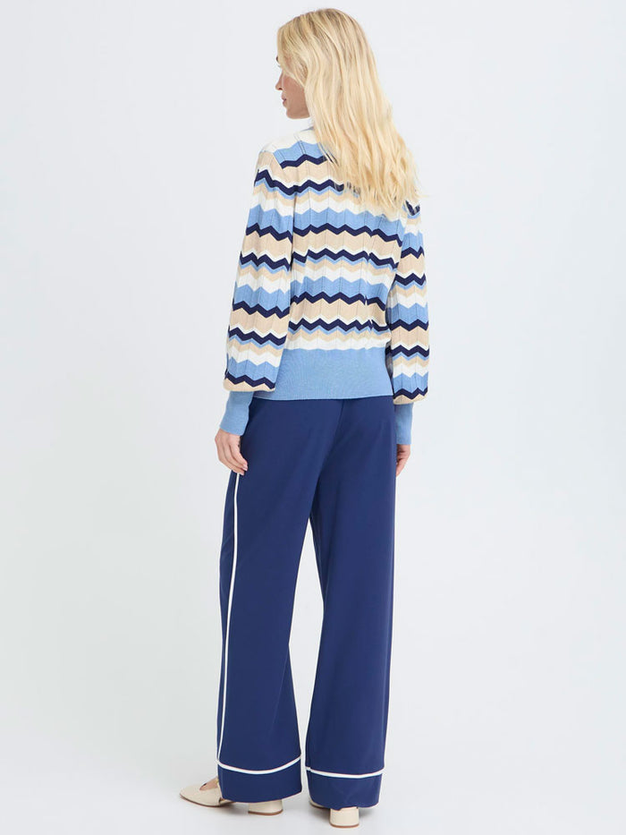 B Young ByMmorla V Neck Pointelle Della Robbia Blue Melange