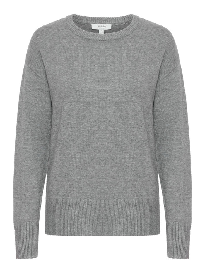 B Young ByNonina O-Neck Jumper Mid Grey Melange