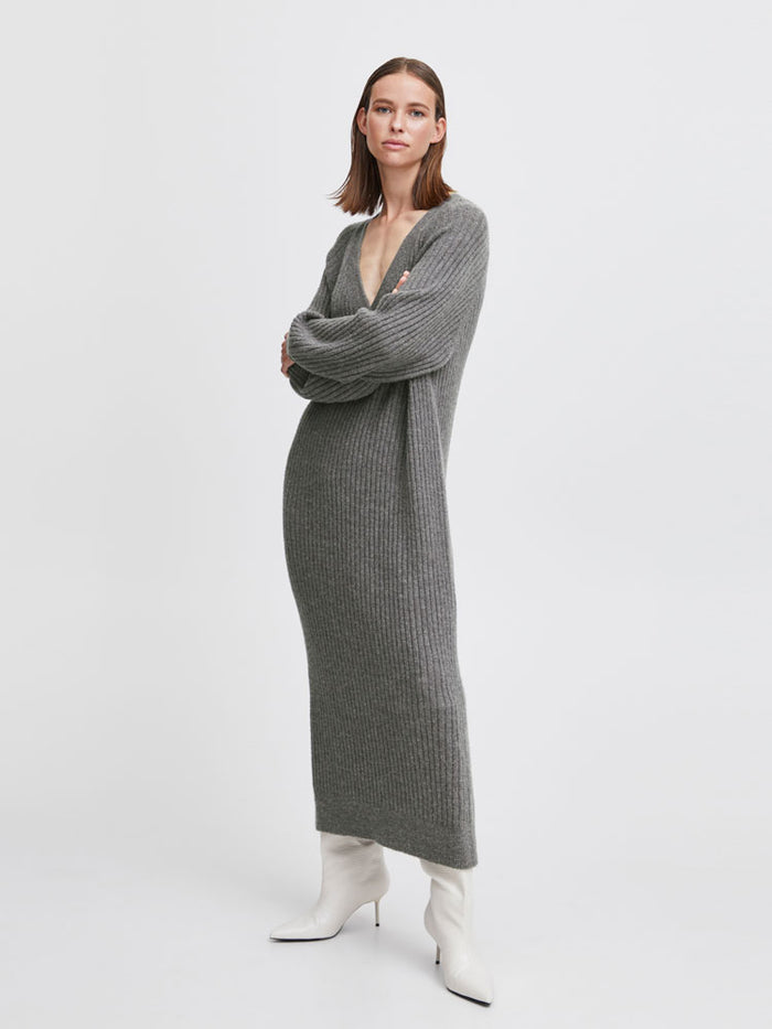 B Young ByOmartha Long Dress Mid Grey Melange