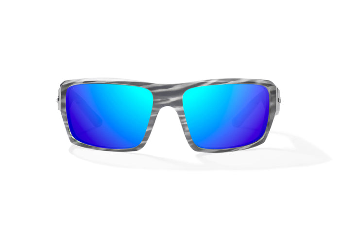 Gray Stripe Matte / Blue Mirror / Glass Lenses