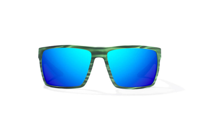 Green Stripe Matte / Blue Mirror / Glass Lenses