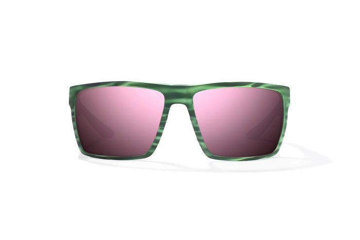 Green Stripe Matte / Rose MIrror / Glass Lenses
