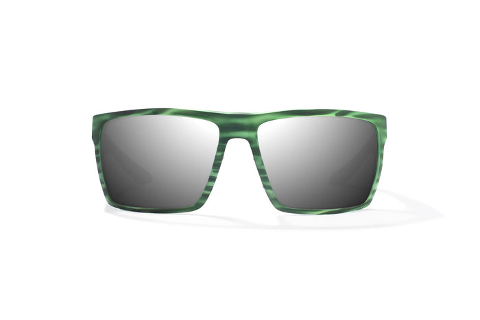 Green Stripe Matte / Silver Mirror / Glass Lenses
