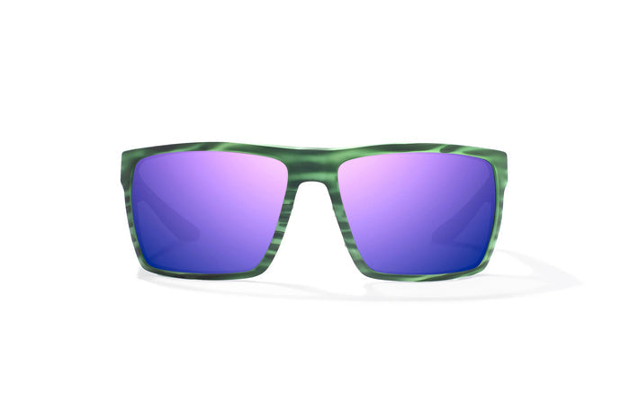 Green Stripe Matte / Violet Mirror / Glass Lenses