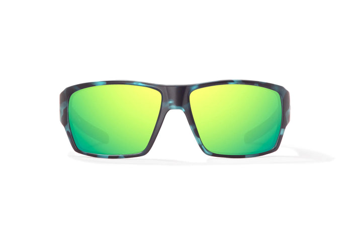 Blue Tortoise Matte / Green Mirror / Glass Lenses