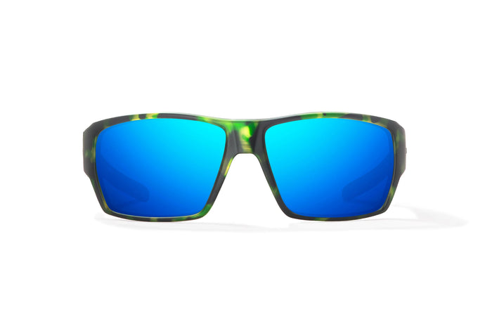 Green Tortoise Matte / Blue Mirror / Glass Lenses